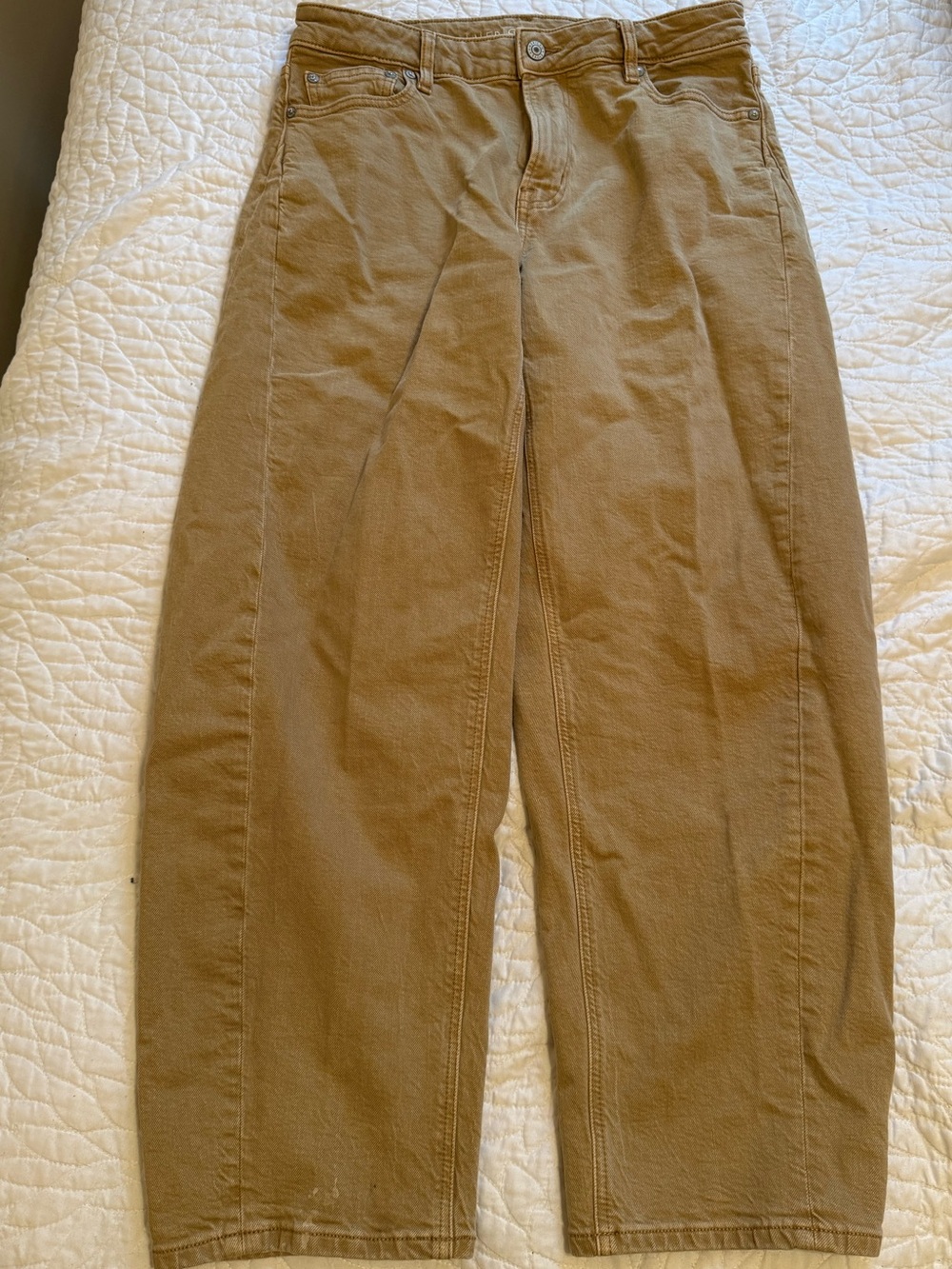 American Eagle Outfitters Stretch Wide-Leg Tan Jeans